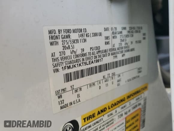 ✅ 2020 Ford Expedition Max Limited • VIN: 1FMJK1KT5LEA19917 • Lot: 89543285. Wystawiony na Copart z przebiegiem 123 678 mil. Bezpłatny archiwum sprzedaży aukcyjnych z USA i szczegółowy raport historii pojazdu na DreamBid. Zdjęcie 12.