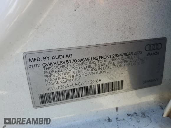 ✅ 2012 Audi S4 Premium Plus • VIN: WAUBGAFL9CA112268 • Лот: 70892964. Опубликован ранее на Copart с пробегом 155 093 миль. Бесплатный доступ к архиву аукционных продаж из США и подробный отчёт об истории автомобиля на DreamBid. Изображение 12.