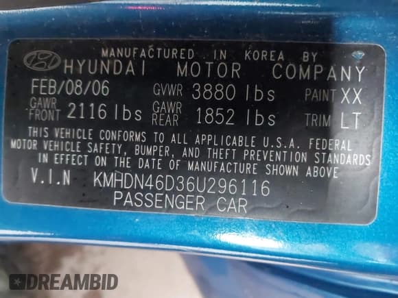 ✅ 2006 Hyundai Elantra GLS • VIN: KMHDN46D36U296116 • Lot: 42114216. Wystawiony na IAAI z przebiegiem 117 034 mil. Bezpłatny archiwum sprzedaży aukcyjnych z USA i szczegółowy raport historii pojazdu na DreamBid. Zdjęcie 9.