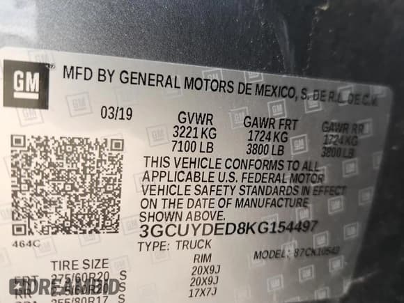 ✅ 2019 Chevrolet Silverado 1500 LT • VIN: 3GCUYDED8KG154497 • Lot: 92683975. Wystawiony na Copart z przebiegiem 92 510 mil. Bezpłatny archiwum sprzedaży aukcyjnych z USA i szczegółowy raport historii pojazdu na DreamBid. Zdjęcie 12.