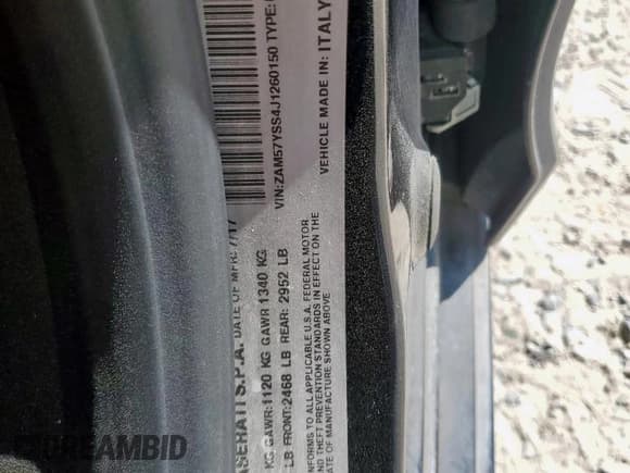 ✅ 2018 Maserati Ghibli S GranSport • VIN: ZAM57YSS4J1260150 • Лот: 82273095. Опубликован ранее на Copart с пробегом 166 306 миль. Бесплатный доступ к архиву аукционных продаж из США и подробный отчёт об истории автомобиля на DreamBid. Изображение 12.