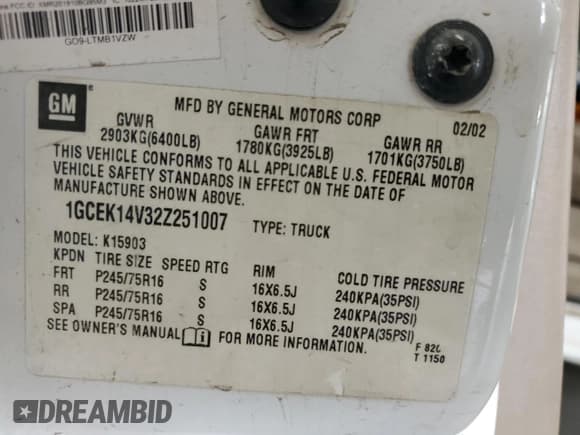 ✅ 2002 Chevrolet Silverado 1500 • VIN: 1GCEK14V32Z251007 • Лот: 84280835. Опубликован ранее на Copart с пробегом 192 899 миль. Бесплатный доступ к архиву аукционных продаж из США и подробный отчёт об истории автомобиля на DreamBid. Изображение 12.