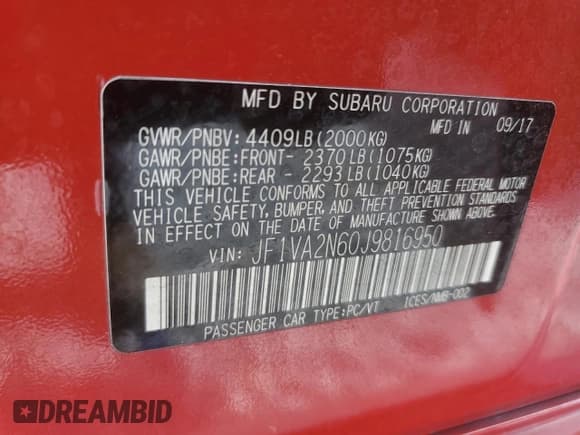 ✅ 2018 Subaru WRX STI • VIN: JF1VA2N60J9816950 • Lot: 85502655. Wystawiony na Copart z przebiegiem 60 715 mil. Bezpłatny archiwum sprzedaży aukcyjnych z USA i szczegółowy raport historii pojazdu na DreamBid. Zdjęcie 13.