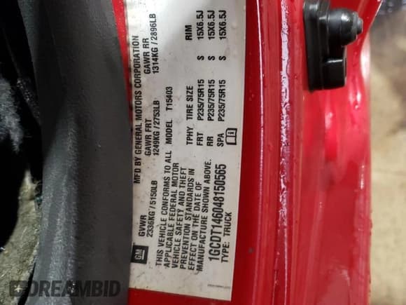 ✅ 2004 Chevrolet Colorado 1LT • VIN: 1GCDT146048150565 • Лот: 49593255. Опубликован ранее на Copart с пробегом 66 015 миль. Бесплатный доступ к архиву аукционных продаж из США и подробный отчёт об истории автомобиля на DreamBid. Изображение 13.