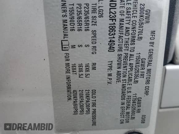 2008 Chevrolet Equinox LS with VIN 2CNDL23F186314940, listed as a Copart auction lot 89440945 with 166,761 mi miles and Clean title. Bid and sale history available at DreamBid. Image 13.