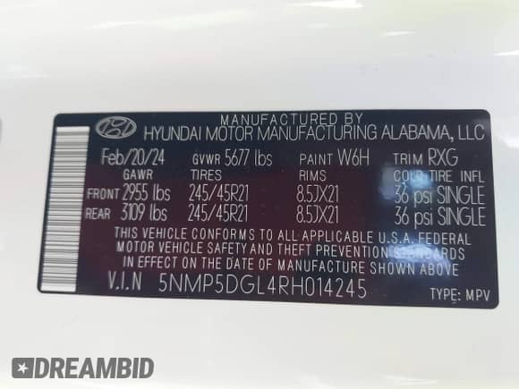 2024 Hyundai Santa Fe Calligraphy с VIN 5NMP5DGL4RH014245, выставлен на аукционе IAAI как лот 41672038 с пробегом 14 658 миль миль и . История ставок и продаж доступна на DreamBid. Изображение 9.