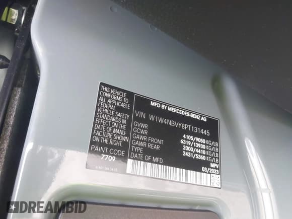 ✅ 2023 Mercedes-Benz Sprinter • VIN: W1W4NBVY8PT131445 • Лот: 41826124. Опубликован ранее на IAAI с пробегом 7 376 миль. Бесплатный доступ к архиву аукционных продаж из США и подробный отчёт об истории автомобиля на DreamBid. Изображение 9.