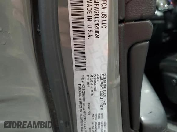 ✅ 2020 Jeep Grand Cherokee Laredo E • VIN: 1C4RJFAG0LC420024 • Lot: 84471005. Listed on Copart with 85,649 mi. Free auction sales archive from the USA and detailed vehicle history report at DreamBid. Image 13.