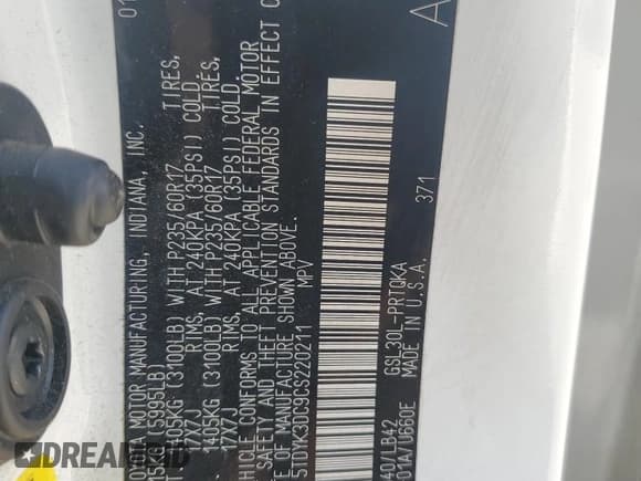 ✅ 2012 Toyota Sienna XLE AAS • VIN: 5TDYK3DC9CS220211 • Lot: 84572105. Listed on Copart with 150,916 mi. Free auction sales archive from the USA and detailed vehicle history report at DreamBid. Image 13.