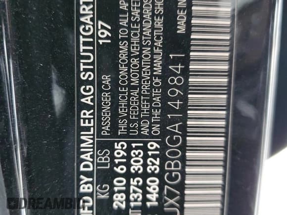 ✅ 2016 Mercedes-Benz S • VIN: WDDUX7GB0GA149841 • Lot: 46060465. Listed on Copart with 78,810 mi. Free auction sales archive from the USA and detailed vehicle history report at DreamBid. Image 12.