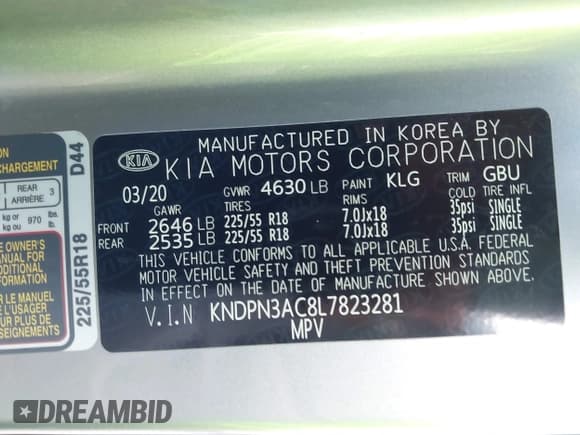 ✅ 2020 Kia Sportage EX • VIN: KNDPN3AC8L7823281 • Lot: 43341497. Wystawiony na IAAI z przebiegiem 105 447 mil. Bezpłatny archiwum sprzedaży aukcyjnych z USA i szczegółowy raport historii pojazdu na DreamBid. Zdjęcie 9.