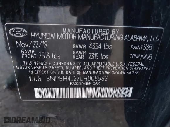 ✅ 2020 Hyundai Sonata Limited • VIN: 5NPEH4J27LH008562 • Lot: 43420375. Listed on IAAI with 92,203 mi. Free auction sales archive from the USA and detailed vehicle history report at DreamBid. Image 9.