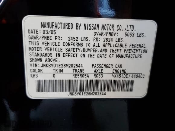 ✅ 2006 Infiniti M Sport • VIN: JNKBY01E26M202544 • Lot: 81970045. Listed on Copart with 163,640 mi. Free auction sales archive from the USA and detailed vehicle history report at DreamBid. Image 13.