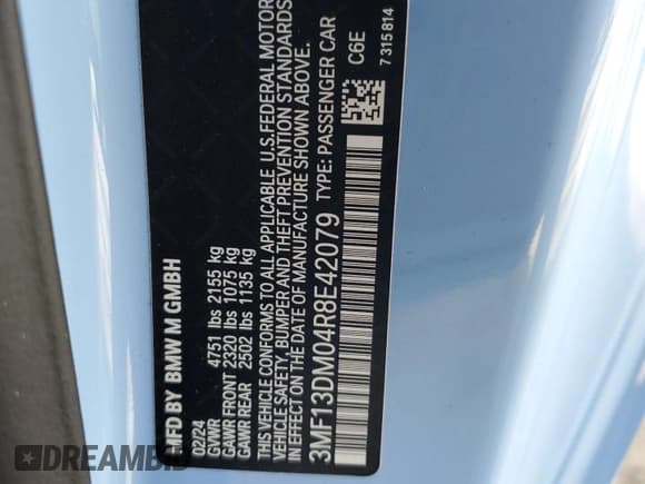 ✅ 2024 BMW M2 • VIN: 3MF13DM04R8E42079 • Lot: 88423105. Wystawiony na Copart z przebiegiem 3 168 mil. Bezpłatny archiwum sprzedaży aukcyjnych z USA i szczegółowy raport historii pojazdu na DreamBid. Zdjęcie 12.