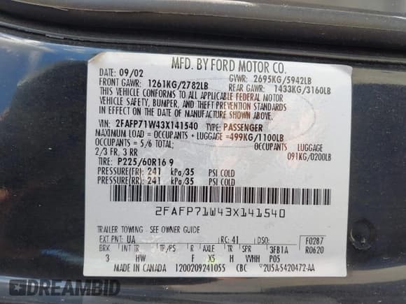 ✅ 2003 Ford Police Interceptor Street Appear • VIN: 2FAFP71W43X141540 • Lot: 43341761. Listed on IAAI with 101,636 mi. Free auction sales archive from the USA and detailed vehicle history report at DreamBid. Image 9.