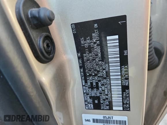 ✅ 2009 Toyota Tundra SR5 • VIN: 5TFRU54119X018541 • Lot: 85422295. Listed on Copart with 144,202 mi. Free auction sales archive from the USA and detailed vehicle history report at DreamBid. Image 12.