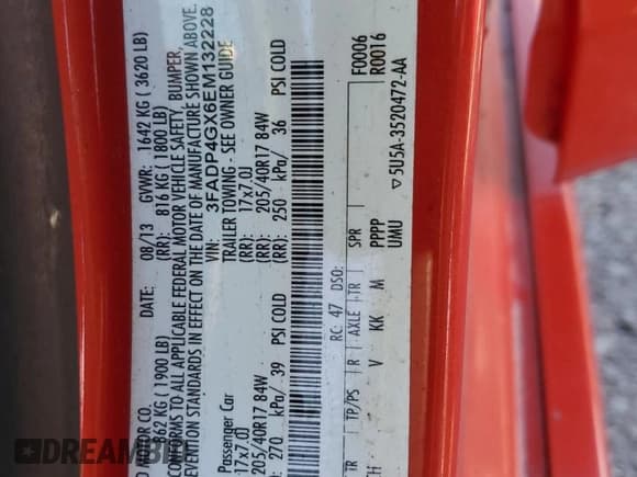 ✅ 2014 Ford Fiesta ST • VIN: 3FADP4GX6EM132228 • Lot: 85871715. Wystawiony na Copart z przebiegiem 139 018 mil. Bezpłatny archiwum sprzedaży aukcyjnych z USA i szczegółowy raport historii pojazdu na DreamBid. Zdjęcie 13.