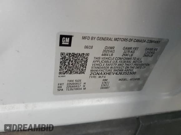 ✅ 2018 Chevrolet Equinox LS • VIN: 2GNAXHEV4J6351500 • Лот: 69482895. Опубликован ранее на Copart с пробегом 120 718 миль. Бесплатный доступ к архиву аукционных продаж из США и подробный отчёт об истории автомобиля на DreamBid. Изображение 13.