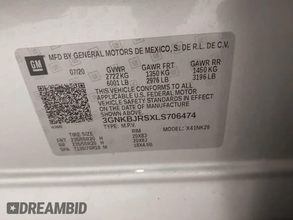 ✅ 2020 Chevrolet Blazer LT • VIN: 3GNKBJRSXLS706474 • Лот: 42872931. Опубликован ранее на IAAI с пробегом 168 058 миль. Бесплатный доступ к архиву аукционных продаж из США и подробный отчёт об истории автомобиля на DreamBid. Изображение 9.