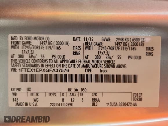 ✅ 2016 Ford F-150 XL • VIN: 1FTEX1EPXGFA37576 • Lot: 91072895. Listed on Copart with 241,446 mi. Free auction sales archive from the USA and detailed vehicle history report at DreamBid. Image 13.