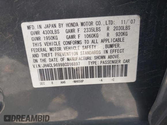 ✅ 2008 Acura TSX Nav • VIN: JH4CL96998C016897 • Лот: 42839375. Опубликован ранее на IAAI с пробегом 228 544 миль. Бесплатный доступ к архиву аукционных продаж из США и подробный отчёт об истории автомобиля на DreamBid. Изображение 9.