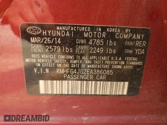 ✅ 2014 Hyundai Azera • VIN: KMHFG4JG2EA386085 • Лот: 58702885. Опубликован ранее на Copart с пробегом 183 815 миль. Бесплатный доступ к архиву аукционных продаж из США и подробный отчёт об истории автомобиля на DreamBid. Изображение 12.