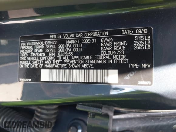 ✅ 2020 Volvo V60 • VIN: YV4102WKXL1035472 • Лот: 42778133. Опубликован ранее на IAAI с пробегом 34 038 миль. Бесплатный доступ к архиву аукционных продаж из США и подробный отчёт об истории автомобиля на DreamBid. Изображение 9.
