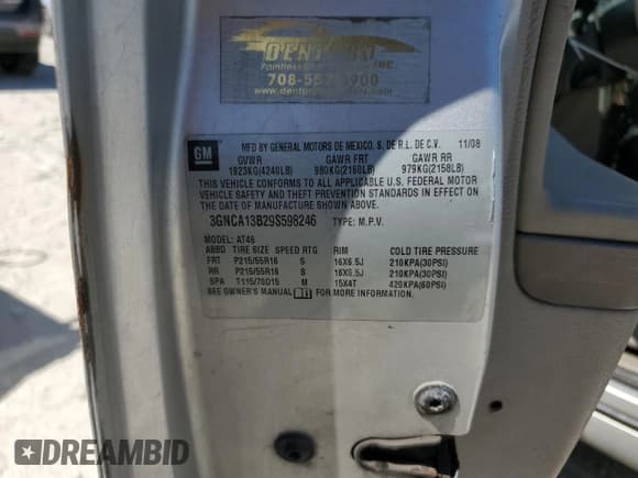 ✅ 2009 Chevrolet HHR LS • VIN: 3GNCA13B29S598246 • Lot: 57862604. Listed on Copart with 218,145 mi. Free auction sales archive from the USA and detailed vehicle history report at DreamBid. Image 12.