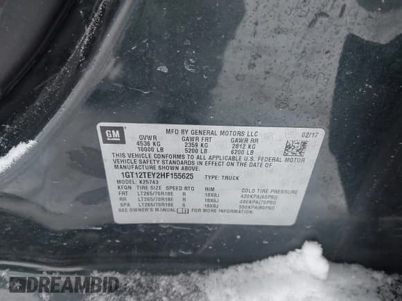 ✅ 2017 GMC Sierra 2500HD SLT • VIN: 1GT12TEY2HF155625 • Lot: 41453780. Listed on IAAI with 210,784 mi. Free auction sales archive from the USA and detailed vehicle history report at DreamBid. Image 9.