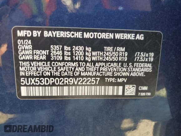 ✅ 2024 BMW X3 xDrive30i • VIN: 5UX53DP02R9V22257 • Lot: 80818795. Wystawiony na Copart z przebiegiem Nie podano. Bezpłatny archiwum sprzedaży aukcyjnych z USA i szczegółowy raport historii pojazdu na DreamBid. Zdjęcie 13.