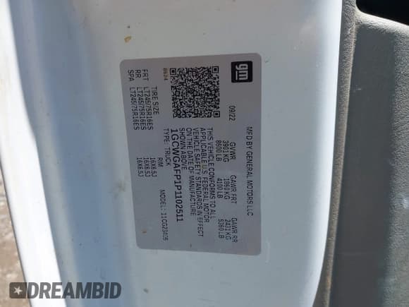 ✅ 2023 Chevrolet Express Cargo • VIN: 1GCWGAFP1P1102511 • Лот: 42174059. Опубликован ранее на IAAI с пробегом Не указан. Бесплатный доступ к архиву аукционных продаж из США и подробный отчёт об истории автомобиля на DreamBid. Изображение 9.