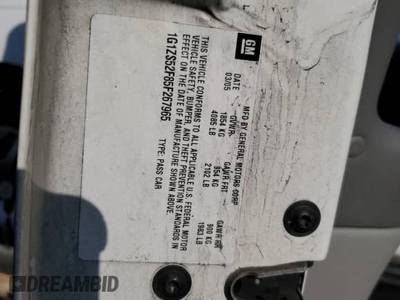 2005 Chevrolet Malibu z VIN 1G1ZS52F85F267965, wystawiony jako Copart lot #76005114 z przebiegiem 236 547 mil mil oraz Szkoda całkowita • Salvage title. Historia ofert i sprzedaży dostępna na DreamBid. Obrazek 13.