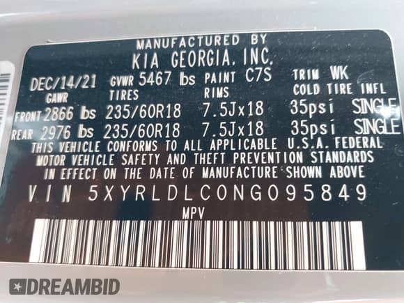 2022 Kia Sorento X-Line S z VIN 5XYRLDLC0NG095849, wystawiony jako IAAI lot #42663893 z przebiegiem 42 132 mil mil oraz . Historia ofert i sprzedaży dostępna na DreamBid. Obrazek 9.