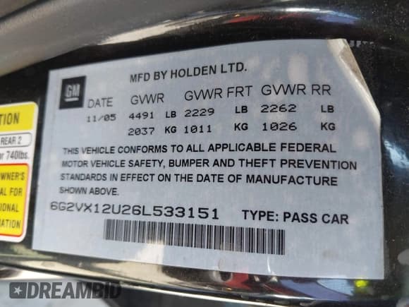 ✅ 2006 Pontiac GTO • VIN: 6G2VX12U26L533151 • Lot: 42867023. Listed on IAAI with 78,892 mi. Free auction sales archive from the USA and detailed vehicle history report at DreamBid. Image 9.