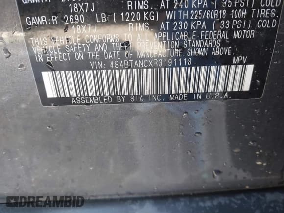 ✅ 2024 Subaru Outback Limited • VIN: 4S4BTANCXR3191118 • Lot: 42215734. Listed on IAAI with 12,634 mi. Free auction sales archive from the USA and detailed vehicle history report at DreamBid. Image 9.