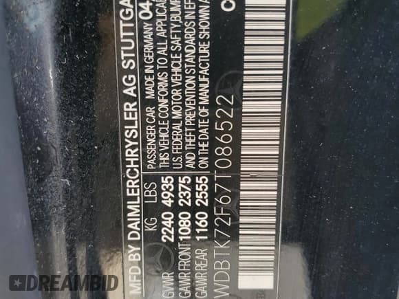 ✅ 2007 Mercedes-Benz CLK 550 • VIN: WDBTK72F67T086522 • Лот: 70097895. Опубликован ранее на Copart с пробегом 169 384 миль. Бесплатный доступ к архиву аукционных продаж из США и подробный отчёт об истории автомобиля на DreamBid. Изображение 12.