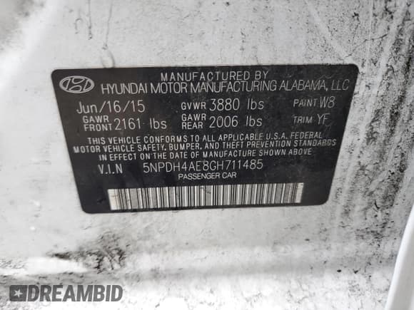 ✅ 2016 Hyundai Elantra SE • VIN: 5NPDH4AE8GH711485 • Lot: 92804175. Listed on Copart with 141,049 mi. Free auction sales archive from the USA and detailed vehicle history report at DreamBid. Image 12.