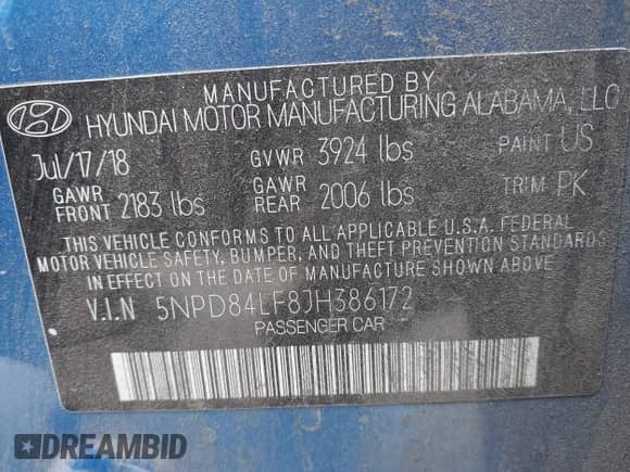 2018 Hyundai Elantra Limited с VIN 5NPD84LF8JH386172, выставлен на аукционе IAAI как лот 42116839 с пробегом 114 906 миль миль и . История ставок и продаж доступна на DreamBid. Изображение 9.