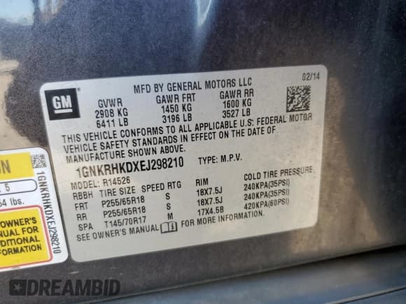 ✅ 2014 Chevrolet Traverse LT • VIN: 1GNKRHKDXEJ298210 • Lot: 84023445. Listed on Copart with 167,833 mi. Free auction sales archive from the USA and detailed vehicle history report at DreamBid. Image 13.