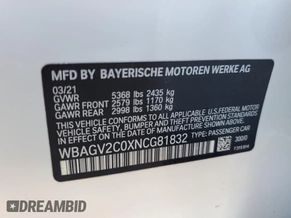 ✅ 2022 BMW 8 Series 840i • VIN: WBAGV2C0XNCG81832 • Lot: 74798684. Listed on Copart with 27,972 mi. Free auction sales archive from the USA and detailed vehicle history report at DreamBid. Image 13.