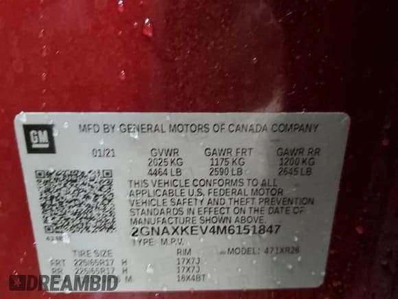 ✅ 2021 Chevrolet Equinox LT • VIN: 2GNAXKEV4M6151847 • Лот: 71725425. Опубликован ранее на Copart с пробегом 15 272 миль. Бесплатный доступ к архиву аукционных продаж из США и подробный отчёт об истории автомобиля на DreamBid. Изображение 13.