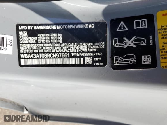 ✅ 2024 BMW 4 Series 430i xDrive • VIN: WBA43AT08RCN97661 • Lot: 71480614. Listed on Copart with 2,383 mi. Free auction sales archive from the USA and detailed vehicle history report at DreamBid. Image 12.