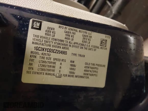 ✅ 2012 Chevrolet Silverado 2500HD LTZ • VIN: 1GC2KYCG5CZ204965 • Lot: 40233599. Listed on IAAI with 133,884 mi. Free auction sales archive from the USA and detailed vehicle history report at DreamBid. Image 9.