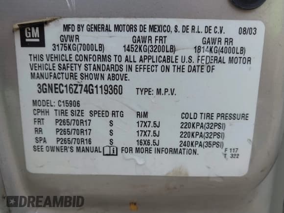 ✅ 2004 Chevrolet Suburban LS • VIN: 3GNEC16Z74G119360 • Лот: 41837768. Опубликован ранее на IAAI с пробегом 266 029 миль. Бесплатный доступ к архиву аукционных продаж из США и подробный отчёт об истории автомобиля на DreamBid. Изображение 9.