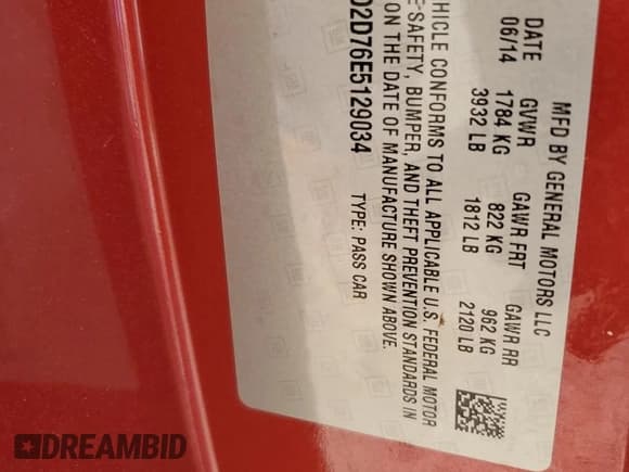 ✅ 2014 Chevrolet Corvette 2LT • VIN: 1G1YD2D76E5129034 • Lot: 82211175. Listed on Copart with 67,642 mi. Free auction sales archive from the USA and detailed vehicle history report at DreamBid. Image 12.