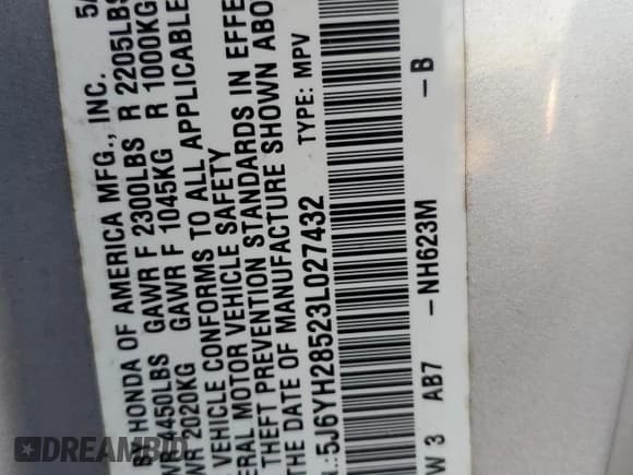 ✅ 2003 Honda Element EX • VIN: 5J6YH28523L027432 • Lot: 93004665. Listed on Copart with 268,415 mi. Free auction sales archive from the USA and detailed vehicle history report at DreamBid. Image 13.