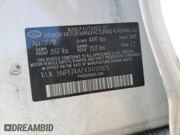 ✅ 2018 Hyundai Sonata SE • VIN: 5NPE24AF4JH707875 • Лот: 71102425. Опубликован ранее на Copart с пробегом 87 933 миль. Бесплатный доступ к архиву аукционных продаж из США и подробный отчёт об истории автомобиля на DreamBid. Изображение 12.