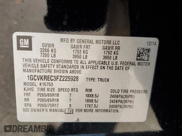 2015 Chevrolet Silverado 1500 LT z VIN 1GCVKREC3FZ225928, wystawiony jako Copart lot #84655545 z przebiegiem 54 109 mil mil oraz Szkoda całkowita • Salvage title. Historia ofert i sprzedaży dostępna na DreamBid. Obrazek 12.