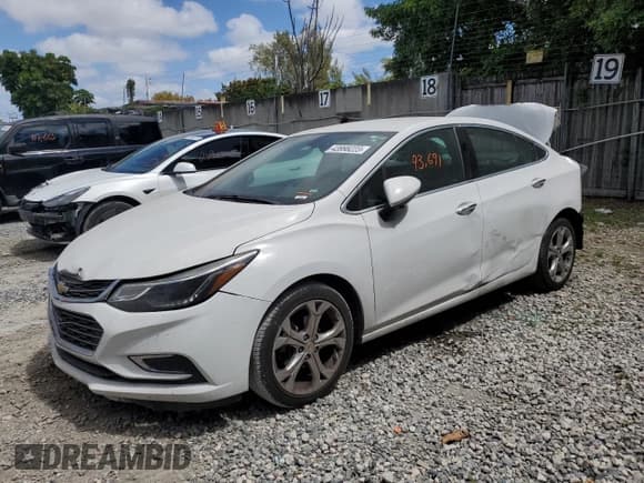 ✅ 2017 Chevrolet Cruze Premier • VIN: 1G1BF5SM8H7156433 • Lot: 43998223. Listed on Copart with 93,691 mi. Free auction sales archive from the USA and detailed vehicle history report at DreamBid. Image 1.