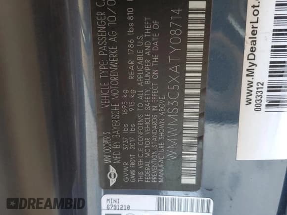 ✅ 2010 MINI Convertible S • VIN: WMWMS3C5XATY08714 • Лот: 66751035. Опубликован ранее на Copart с пробегом 72 747 миль. Бесплатный доступ к архиву аукционных продаж из США и подробный отчёт об истории автомобиля на DreamBid. Изображение 12.